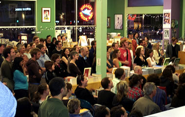 packed in for a reading at Pegasus Books